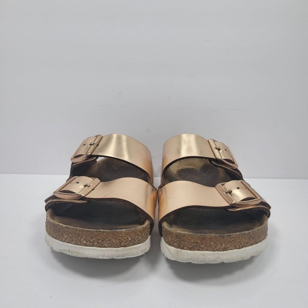 Birkenstock Arizona Women's Rose Gold Metallic Leather Sandals US 9 EU 40 - Picture 3 of 8